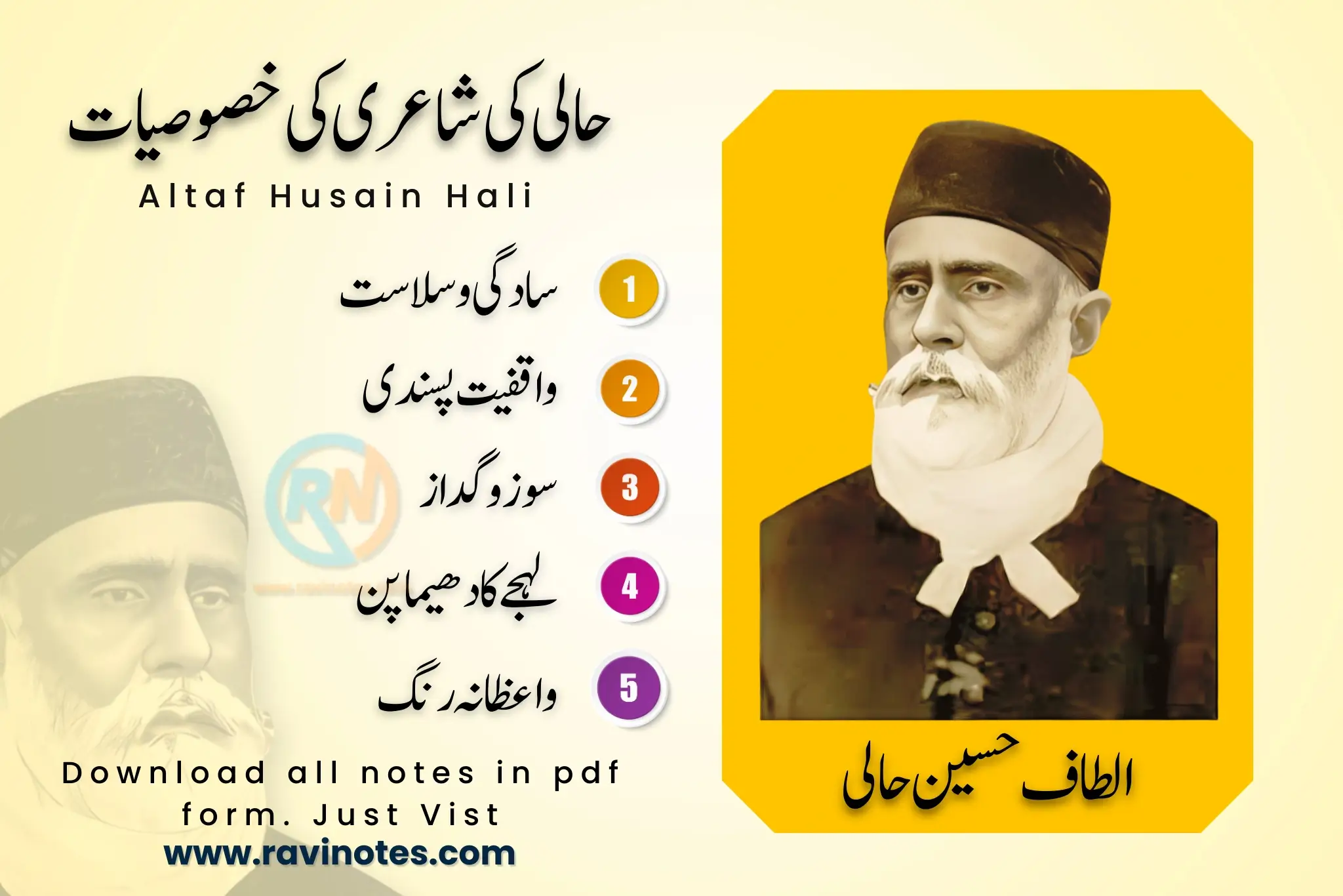 حالی کی شاعری کی خصوصیات PDF