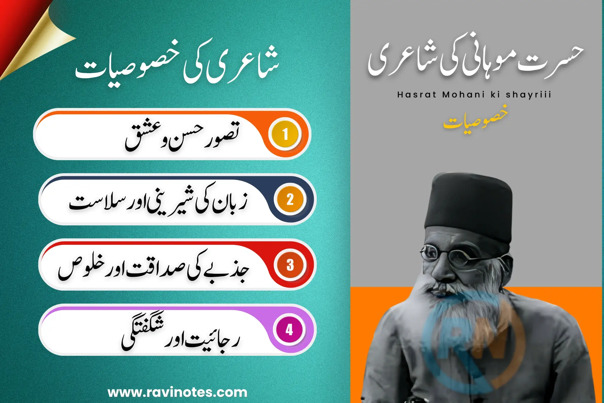 حسرت موہانی کی شاعری کی خصوصیات