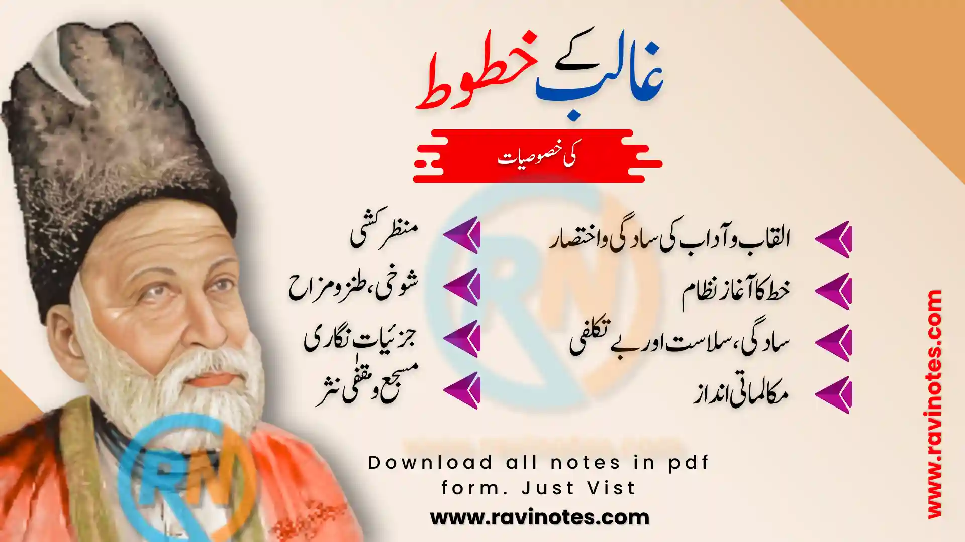 مرزا غالب کے خطوط کی خصوصیات